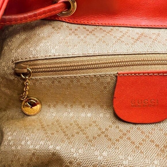 GUCCI Bamboo Backpack - Orange Leather Drawstring - Picture 10 of 15